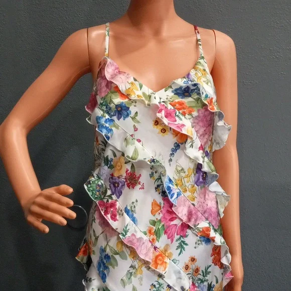 Show Me Your Mumu The  Romance Ruffle Ivory Botanical Floral Maxi Dress Size S - Picture 4 of 15